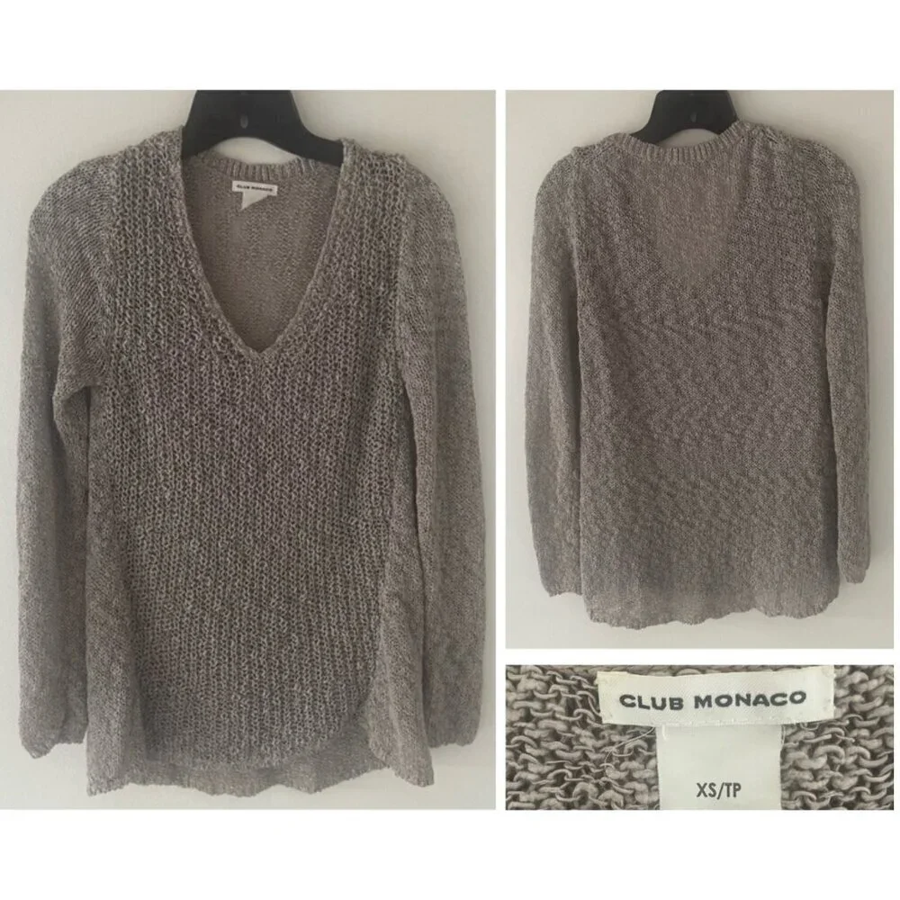 Club Monaco Gray Cotton Blend V-neck Sweater - 37281